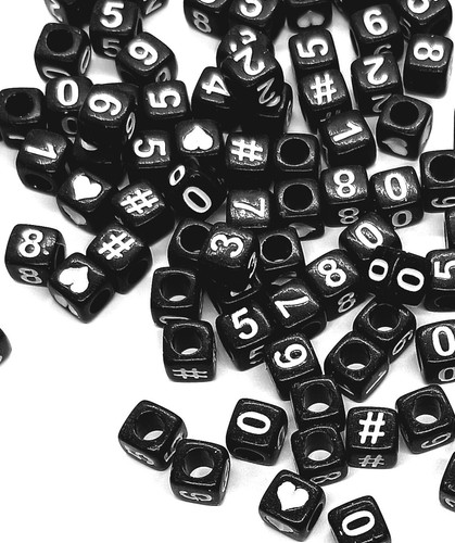 6mm cube black - , numbers
