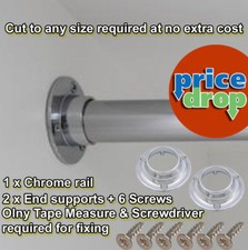 Wardrobe Pole Hanging Rail Chrome Clothes Pole 25mm Round Tube With Free Ends