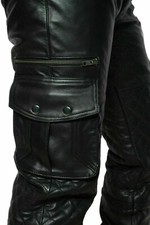Mens Pure Black Leather Pant