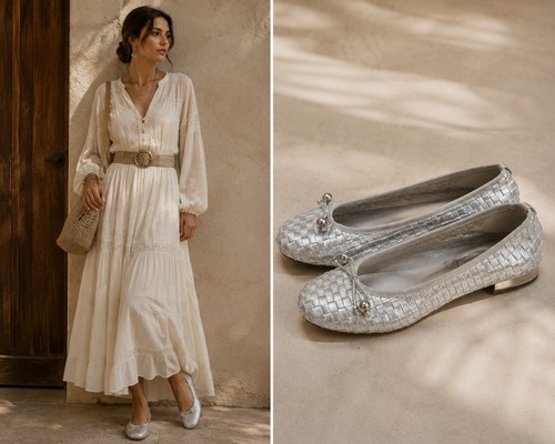 French sole silver - silver, woven