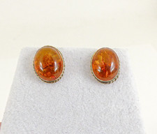 9ct Gold Amber Earrings Stud 11mm Butterflies with gift box