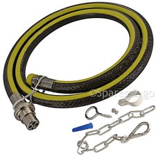 Extra Long Cooker Gas Supply Hose + Safety Chain Bayonet Straight LPG 6ft x 1/2"