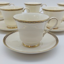 Minton St James Cup & Saucer Set of 6 14.5cm 200ml Blue Gold Ovals Pattern