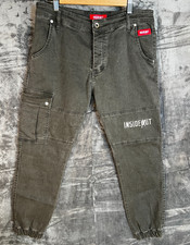 InsideOut Cargo Jeans Mens W36 Green Tapered Jogger Streetwear Utility Pants