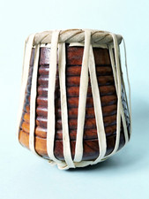 VTG INDIAN BAYAN PURI CHOPRA ? HANDCRAFTED WOOD TABLA DRUM INSTRUMENT ORNAMENT