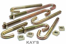 M6 M8 J HOOK BOLTS & SQUARE NUTS ROOFING GUTTERING FENCING FIXING ZINC PLATED