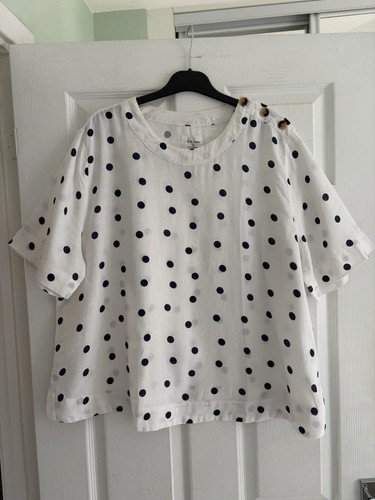 Linen white black polka - m&s,