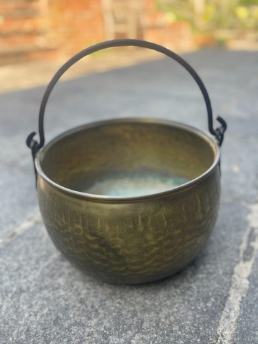 Antique brass cauldron 13 - cauldron, 13"