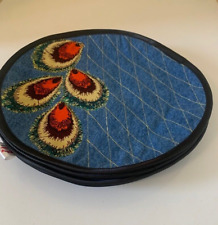 Table mat hot pad place mat handmade blue denim upcycled set of 2