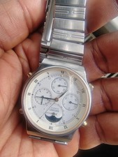 Seiko 7A48-7000 Chronograph Vintage Moon Phase Used Quartz Mens Watch Authentic