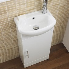 Cloakroom Bathroom Vanity Unit Ceramic Basin Sink 420mm Compact Storage Cabinet