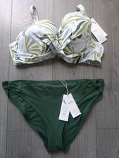 M&S MARKS & SPENCER GREEN MIX BIKINI SET UK SIZE 40DD TOP UK SIZE 16 BOTTOMS