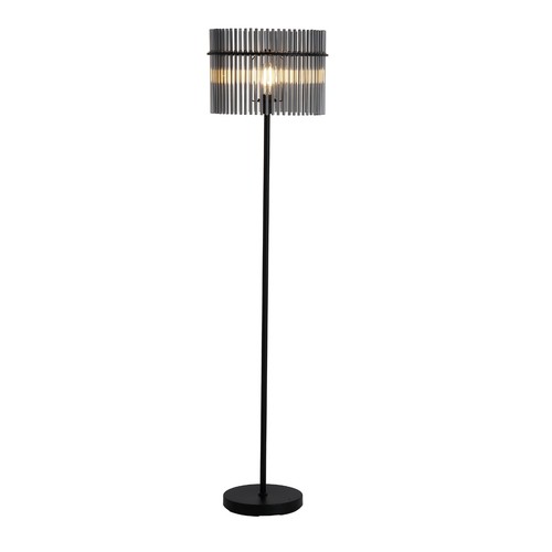 Floor lamp black metal - lamp, smoked
