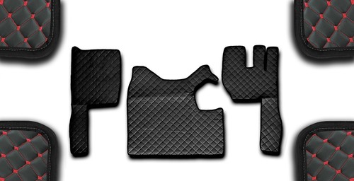Black eco leather floor mats - leather,