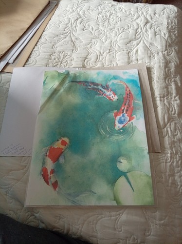 Japanese koi fish with lilies - koi,