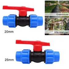 HDPE Stopcock Stop Tap Compression Ends Fitting Water Pipe 20mm 25mm Blue