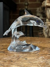 Swarovski Crystal Dolphin on Wave 190365 Retired Figurine 9cm Signed Excellent