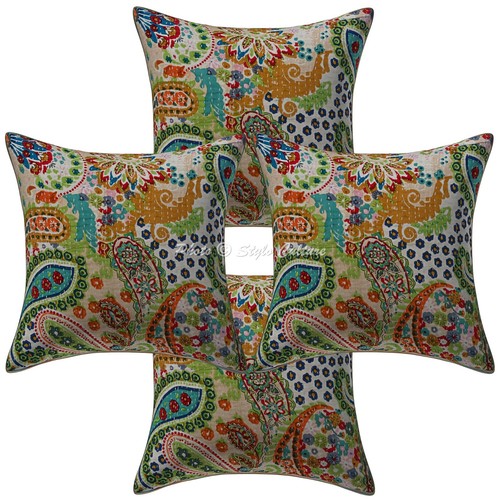 Indian kantha cushion cover - indian,