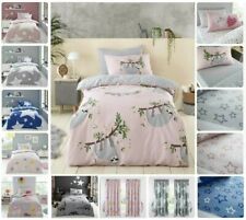 Kids Duvet Cover Pillow Case Fitted Sheet Matching Curtains Children Bedding Set