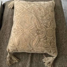 Vintage Laura Ashley Luxury Mustard Gold Cushion  Tassels 45cm x 35cm