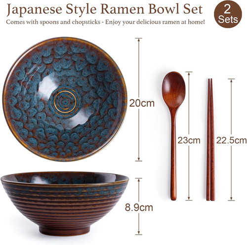1200ml ceramic ramen bowl set - ramen,