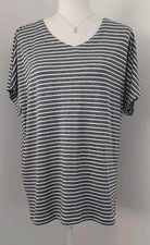 Rohan Serenity T tshirt  Grey White Stripe Short Sleeve V neck Jersey