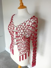 Handmade One Of A Kind Red Silver Chainmail Tassel Shirt Top One Size Unisex