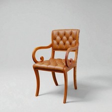 Enfield Visitors Chair Buttoned Back Golden Leather Yew RRP £537 Campaign Style