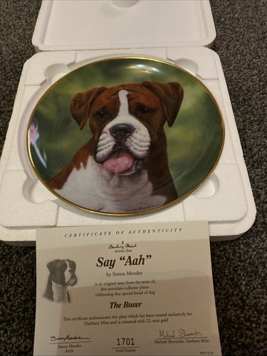 Boxer dog plate say - plate, aah