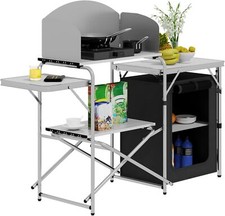 WOLTU Folding Camping Cupboard Kitchen Station Cook Table with Roll-up Tabletop