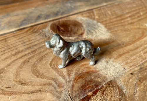 Vintage miniature pewter dog - vintage,