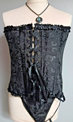 Black boned basque corset - boned,