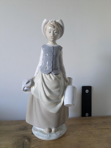 Vintage lladró milkmaid girl - milkmaid,