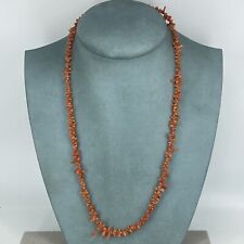 vintage coral necklace orange branch beaded long pin clasp 25''