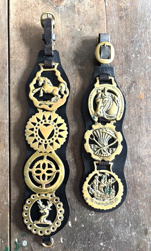 Two sets antique vintage horse - sets,