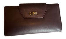 Biba Dark Purple Leather Purse/wallet credit card slots, press stud fastening