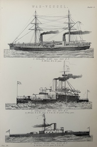 War vessel c1870s hms - war,
