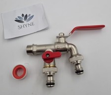 DOUBLE OUTLET TAP WATER TANK HOSE CONNECTOR GARDEN VALVE FAUC 