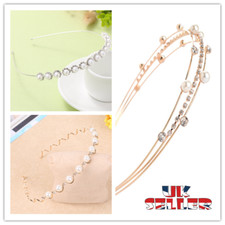 Women Diamond Jewel Gems Pearl Headband Crystal Hair Band Girl Ladies Headwear