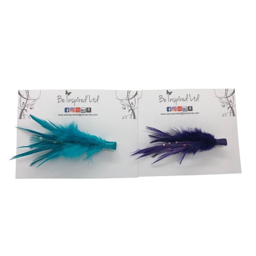 Feather hairclips purple - hairclips,