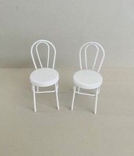 1:12 scale Dolls house Miniature Pair of white metal Cafe Bistro Chairs