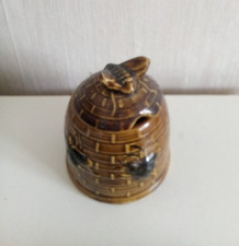 Vintage Ceramic Honey Pot Weave Design with Bee On Lid & on pot