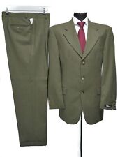 Cerruti 1881 By Tatari Men's Suit 52 Green Olive Mix Single Breasted 3-Knopf New
