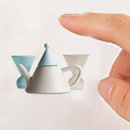 Dollhouse miniature teapot set - dollhouse,