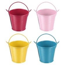 4Pcs 2"x2" Small Metal Bucket Colorful Mini Buckets with Handles Assorted Colors