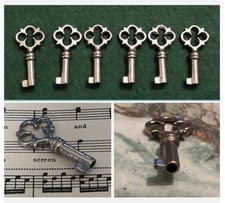 6x Small Fancy Bow Keys Blank Antique Vintage Jewellery Music Box Cabinet Locks