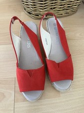Ladies Wedge Sandals Red Canvas By Pavers Made in Spain UK 5 