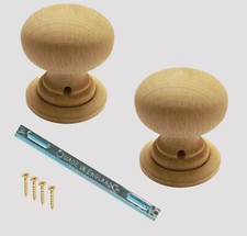 Pair of Sanded Wooden Door Knobs (Paint Yourself) Vintage Door Knobs