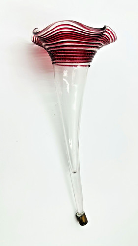 Vintage clear glass with red - clear,