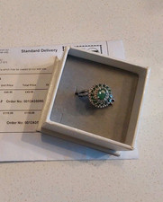 Zambian Oval 0.75 Emerald Natural Zircon Ring.  In Platinum Overlay 